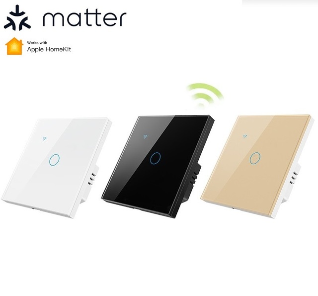 Europe Support Matter Smart Home Devices 1 Gang Tuya Touch Wifi Light Switches Scan Code No Neutral Wire Required Remote Control