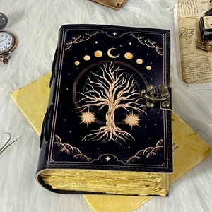 Tùy chỉnh handmade bông giấy A5 Kích thước UV in da Tạp Chí cây của cuộc sống đầy đủ Hạt Da ràng buộc <span class=keywords><strong>Sketchbook</strong></span> nhà máy giá - Product Image 2