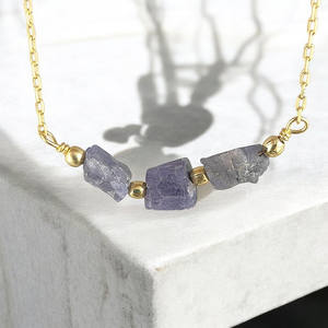 Tanzanite Gemstone Natural Raw 925 <b>Silver</b> Necklace Birthstone Jewelry - Product Image 5