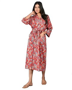 เสื้อกิโมโนผ้าฝ้ายพิมพ์ลายดอกไม้ใส่ได้ทั้งชายและหญิงชุดนอนมินิเดรสใส่ริมชายหาดใส่เพื่อให้ความอบอุ่น - Product Image 4