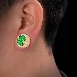 Coole Männer Schmuck aus vergoldeten Edelstahl Tunnel Ohr stöpsel Inlay <span class=keywords><strong>Abalone</strong></span> Muscheln - Product Image 3