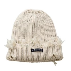 Gorro de punto desgastado con puños rasgados Gorro de ganchillo para mantener el calor - Product Image 6