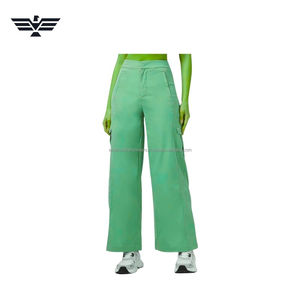 Pantalones Rectos de Pierna Ancha y Cintura Media para Mujer de Primera Calidad |   Pantalones Utilitarios de Corte Regular |   Ropa Casual y Urbana Lavada para Invierno - Product Image 1
