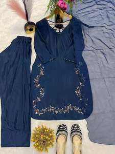 Nouveau haut de salwar en soie crêpe naturelle, style traditionnel de créateur, pour toutes les saisons - Product Image 3