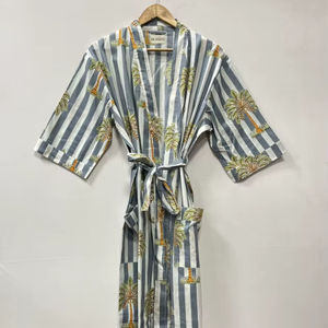 <b>Lightweight</b> Soft Thermal Robe Pure Cotton Kimono <b>Dressing</b> <b>Gown</b> for Women Summer/Winter Night Bathrobe Sustainable for - Product Image 1