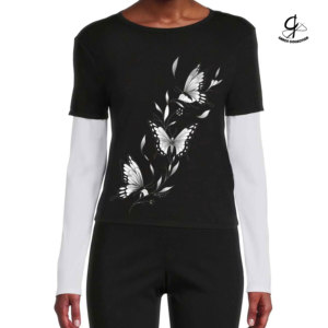 Camisetas de manga larga de doble capa de moda con diseño impreso personalizado Camisetas de manga larga para mujeres - Product Image 2