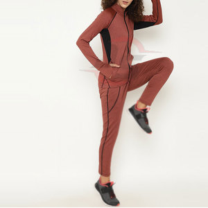 Ensemble de survêtements décontractés pour femmes de grande taille 100% coton polaire 2 pièces ensemble long respirant léger col montant motif solide - Product Image 5