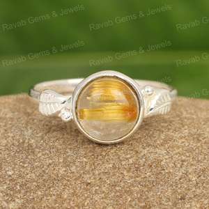 แหวนหมั้นของผู้หญิง925สเตอร์ลิงเงินแท้10มม. แหวนหมั้นใบทับทิมสีทองธรรมชาติดีไซน์เนอร์สไตล์ดีไซน์เนอร์โดยตรง - Product Image 1