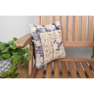 Coussin en laine beige tissé 12x12 pouces, coussin décoratif rustique de luxe, coussin vintage moelleux avec motifs brodés et imprimés, écologique et antidérapant - Product Image 2