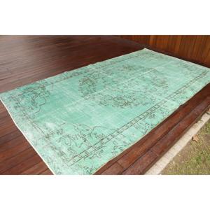 Tapis turc vintage 5,2 x 9,5 pieds, tapis oriental en laine vert et noir - Product Image 2