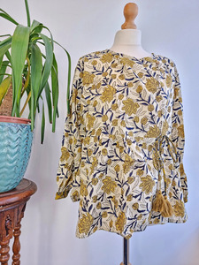 Chemise bohème florale en pur coton, imprimé indien Bagru, confortable pour tous les jours, pour femmes - Product Image 6