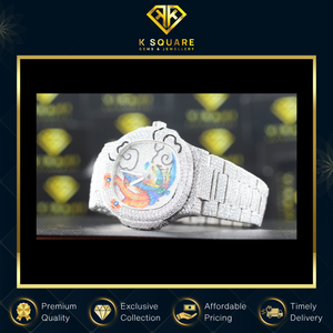 Nhà máy trực tiếp cung cấp thạch anh tự động Analog vvs thép không gỉ Vòng phong trào moissanite kim cương xem để bán - Product Image 6