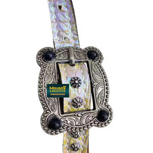 Conjuntos de tachuelas de cuero para cabeza, textura de serpiente holográfica, superposición de piel de vaca, cabezal occidental y cuello de pecho, conjunto completo a la venta - Product Image 5