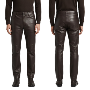 Pantalons en cuir noir pour hommes, tendance, légers, en toile, pour l'hiver, fermeture à boutons, vente en gros, sur mesure, streetwear - Product Image 5