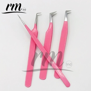 RMI Régulier Rose Poudre Enduit Couleur Argent Polonais Point Pince À Cils En Acier Inoxydable De Haute Qualité Volume Personnalisé Cils - Product Image 1