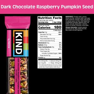 Barras KIND de Chocolate Negro con Frambuesa y Semillas de Calabaza (Paquete de 12) - Product Image 3