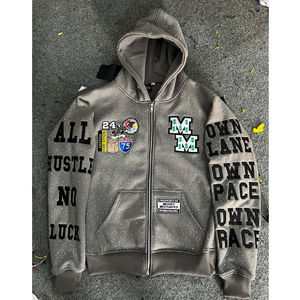 เสื้อฮู้ดดี้ผู้ชายไซส์ใหญ่พิเศษแบบหนา ปี 2026 พร้อมปักโลโก้ตามสั่ง พิมพ์ลายสกรีน เสื้อฮู้ดดี้แบบมีซิปสำหรับผู้ชาย - Product Image 5