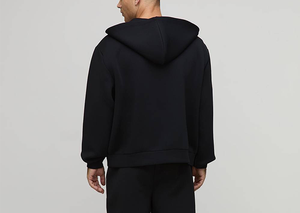 Modest Style Solid Color Reversible Design Blank <b>Men</b> <b>Hoodie</b> Flame Resistant Fleece <b>Line</b> Heavyweight Front Zipper Hood Sweater - Product Image 3