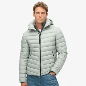 Veste bouffante à capuche avec logo personnalisé pour hommes Veste sport en toile rembourrée Vêtements d'extérieur chauds décontractés de couleur orange en gros - Product Image 4