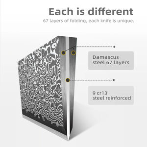 Cuchillo de Cocina Profesional Japonés de 8 Pulgadas, Acero de Damasco, Mango de Madera Estabilizada - Product Image 1