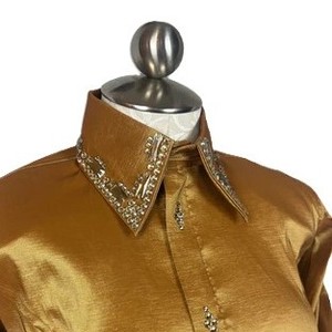 Fait à la main Cowgirl Western Show chemise taille haute fermeture à glissière respirant Stretch taffetas tissu pour l'équitation porter - Product Image 4