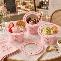 Emballage personnalisé AT PACK pour coupes à glace avec logo pour les boutiques de gelato, les cafés, les desserts à emporter, l'image de marque, emballage alimentaire haut de gamme