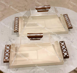 Plateau en nacre avec plateau ou sous-verres, incrustation d'os arabe en bois, nouvel arrivage de l'usine directe - Product Image 3