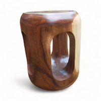 Nouvelle table d'appoint tendance en bois massif naturel, sculptée en forme de souche d'arbre, tabouret décoratif pour l'extérieur, salon moderne, style européen