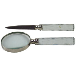 Loupe avec coupe-papier, décoration de table et décoration d'intérieur, design antique nautique à rayures noires et blanches, poignée - Product Image 3