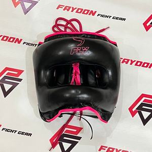 Protector Facial Completo para Entrenamiento de Boxeo, Modelo Nuevo, Color Rosa y Negro, Personalizable, Profesional, de Cuero, Ajustable, para Sparring de Muay Thai - Product Image 3