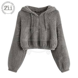 Chaqueta polar XL para mujer de último estilo, Color sólido, transpirable, lona corta, ropa de punto de invierno, venta al por mayor - Product Image 5