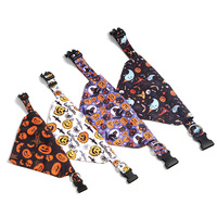 Bandana-collier d'Halloween pour animaux de compagnie, foulard triangulaire réglable avec boucle en D, accessoire de cou pour chiens et chats, vente en gros OEM
