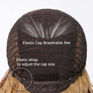 Isabella-DWY for Ombre Flax <b>Brown</b> Blonde Curly Synthetic <b>Wig</b> Light <b>Brown</b> Front T-Part Front T-Part Ombre Flax <b>Brown</b> Blonde Curly - Product Image 6