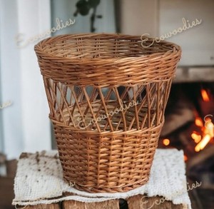 Natural Bamboo Cane <b>Wicker</b> Round Storage Wastebasket Rubbish Paper Storage Container for Home Bathroom <b>Laundry</b> Utility Rooms - Product Image 4