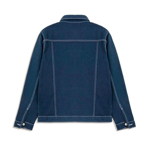 Veste en jean pour homme bleu foncé élégante 2026, col montant, couture blanche, hiver, séchage rapide, respirante, de haute qualité - Product Image 6