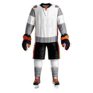 Ensemble complet d'uniformes de hockey sur glace, maillot sublimé personnalisé, pantalon assorti, chaussettes, gants, nom et numéro personnalisés, joueur 98, athlétique - Product Image 2