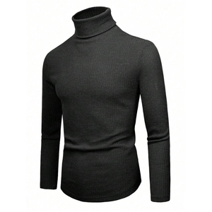 Pull à col roulé pour homme, vente chaude, vêtements d'hiver décontractés personnalisés, avec base hautement élastique, respirant - Product Image 1