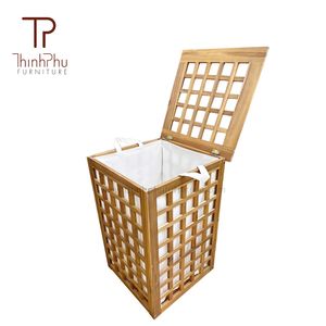 Panier à linge en bois d'acacia au design contemporain écologique pour la villa, la cour et le jardin. - Product Image 1