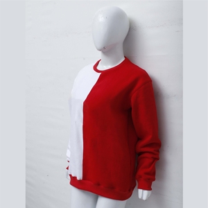 Sweat-shirt à col rond pour femme de qualité supérieure OEM, couleur asymétrique rouge et blanc, 100% coton tricoté, coupe classique, vêtement d'automne - Product Image 3