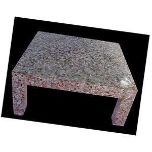 Table en coquillages roses, mobilier de maison, table à manger en coquillages, motif mosaïque perlé pour la maison et le bureau - Product Image 3