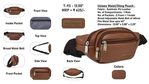 Sac de taille à bandoulière en cuir moderne et élégant sac banane spacieux et léger à fermeture ouverte sac à dos pour ordinateur portable en déplacement - Product Image 2