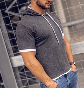 Camisetas de verano para hombre, camisetas informales sólidas sueltas con capucha, camisetas con capucha para hombre, camiseta de manga corta para hombre, ropa - Product Image 5