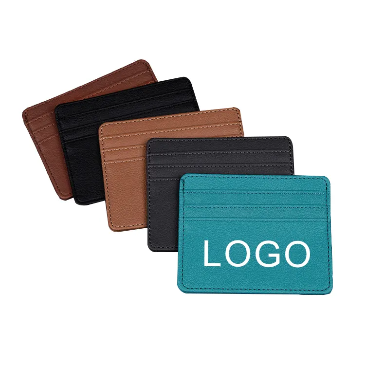Wholesale Custom Logo Pu Leather Men Slim Credit ID Card Holder Bank Card Wallet for Man
