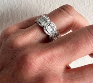 Moissanite Diamond Chain Link Ring Anillo de compromiso de Plata de Ley 925 y otras joyas de diamantes - Product Image 2