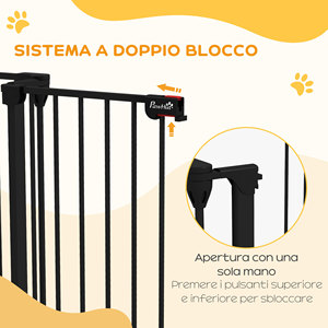 PawHut 3 Panneau Double Serrure Moyen Chien Barrière, 206x90cm, Noir - Product Image 5