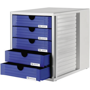 HAN SYSTEMBOX Light Gray Desktop & <b>Drawer</b> Organizer with 5 Blue <b>Drawers</b> DIN C4 Polystyrene Housing and <b>Drawer</b> <b>Unit</b> - Product Image 2
