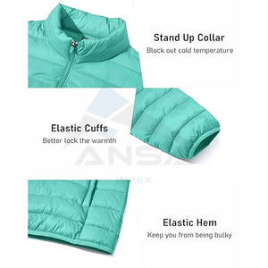 Chaqueta acolchada repelente al agua a prueba de viento para hombre, abrigo de invierno aislado ligero con cuello levantado de nailon transpirable - Product Image 6