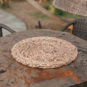 เสื่อรองจานหวายทรงกลมถักด้วยมือผ้าฝ้าย-ปอกระเจาผสมสำหรับโต๊ะอาหารใช้ในบ้านโรงแรม - Product Image 5