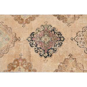 Tapis en laine turque beige vintage 27x124ft motif patchwork tissage plat pour décorations de salon ou de couloir - Product Image 5