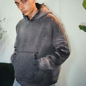 Personnalisé recadrée Boxy Hoodies coton vierge en détresse Vintage fermeture éclair pierre acide soleil fané Hoodies - Product Image 6